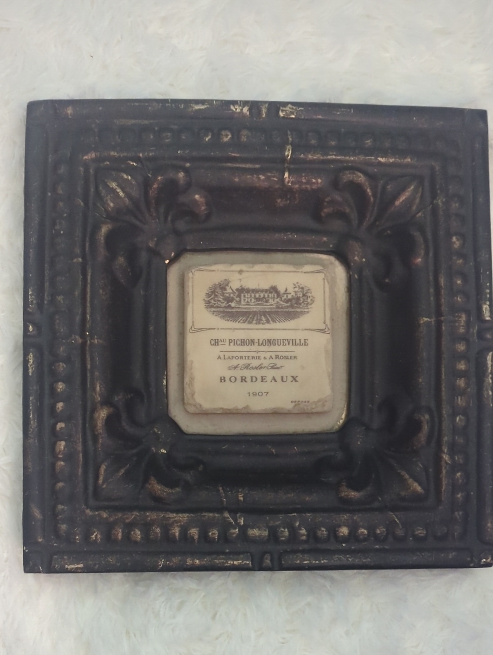 Bordeaux 1907 Vintage-Style Dark Brown Decorative Wall Plaque